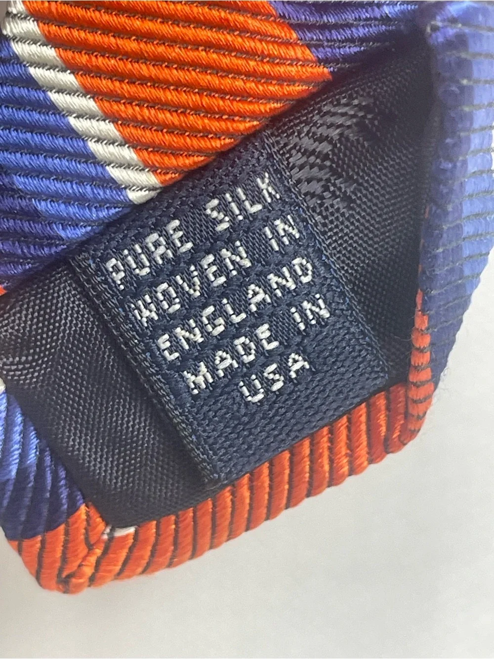 Brooks Brothers Makers Repp Silk Tie Orange Blue Preppy Striped Textured Necktie